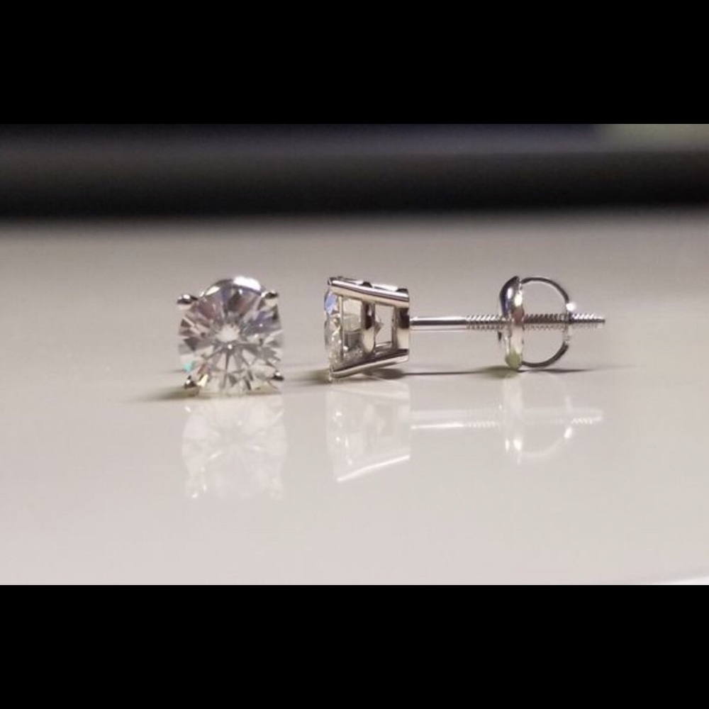 1.0 TCW Diamond Solitaire Earrings 14K